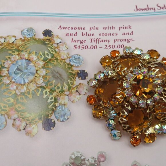 Juliana D&E Dog Toothed Pronged Orange and AB Stones Gold Tone Dome Brooch - Picture 10 of 11